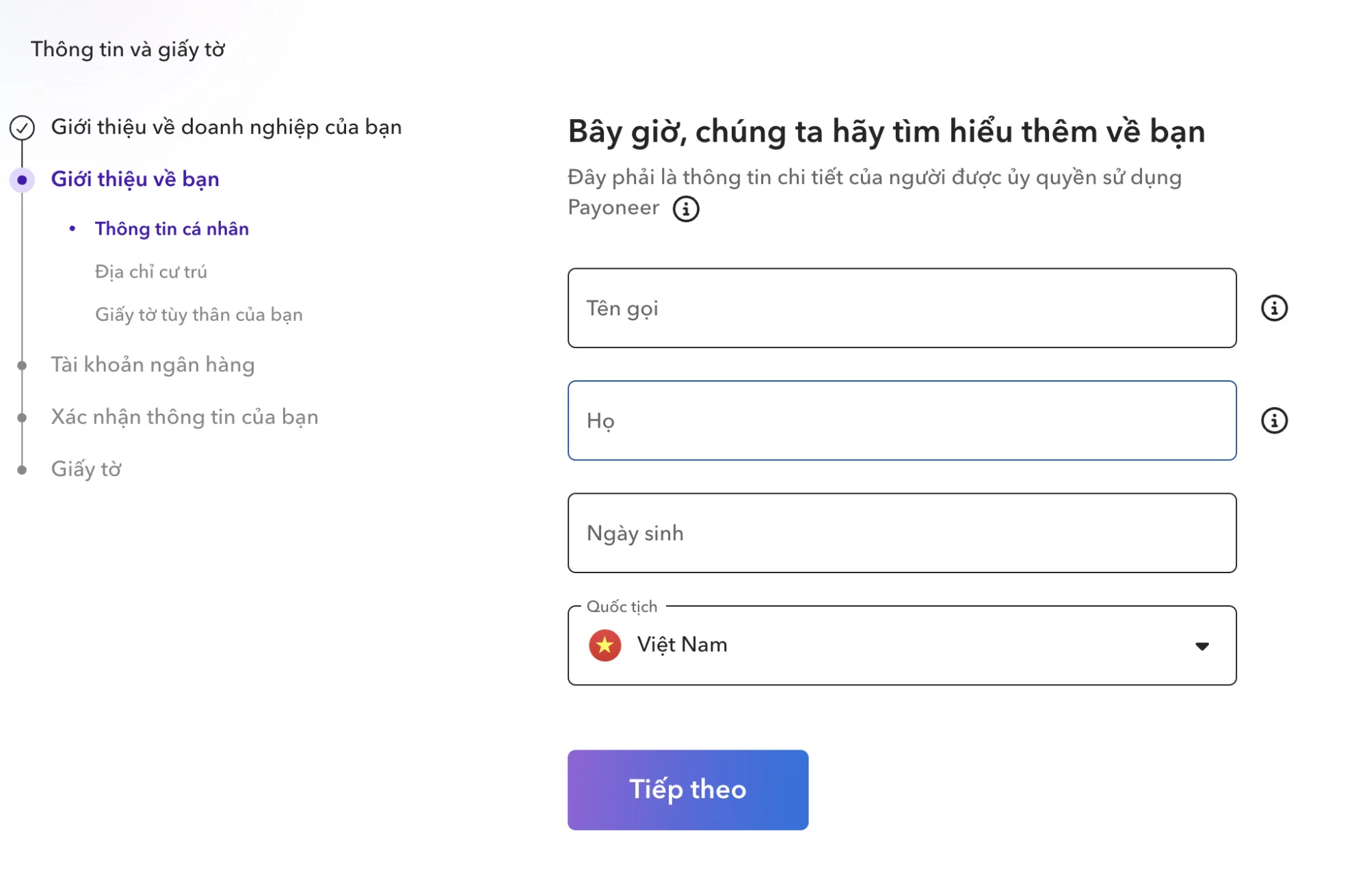 Hướng dẫn mở tài khoản doanh nghiệp Payoneer tại Việt Nam để nhận thanh toán toàn cầu - Image 10 Bo sung thong tin nguoi dai dien cho tai khoan Payoneer cua cong ty Image 10 Bo sung thong tin nguoi dai dien cho tai khoan Payoneer cua cong ty