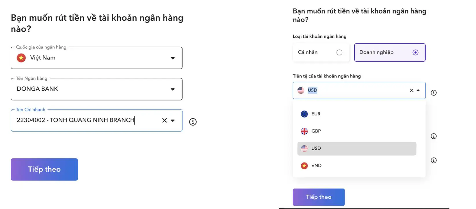 Hướng dẫn mở tài khoản doanh nghiệp Payoneer tại Việt Nam để nhận thanh toán toàn cầu - Image 11 Ket noi tai khoan Payoneer voi tai khoan ngan hang doanh nghiep tai Viet Nam Image 11 Ket noi tai khoan Payoneer voi tai khoan ngan hang doanh nghiep tai Viet Nam