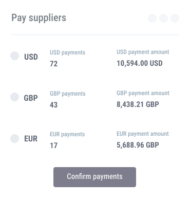 Pay suppliers, globally 